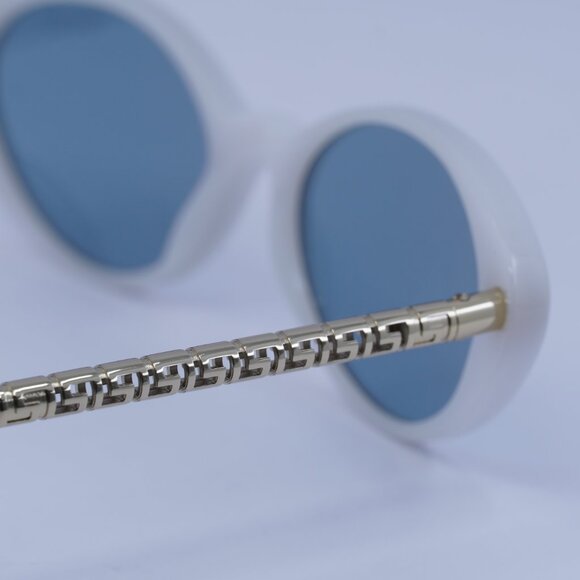 Versace VE4469 547172  Sunglasses White/Gold Oval Frame, Blue Lenses - Picture 10 of 11